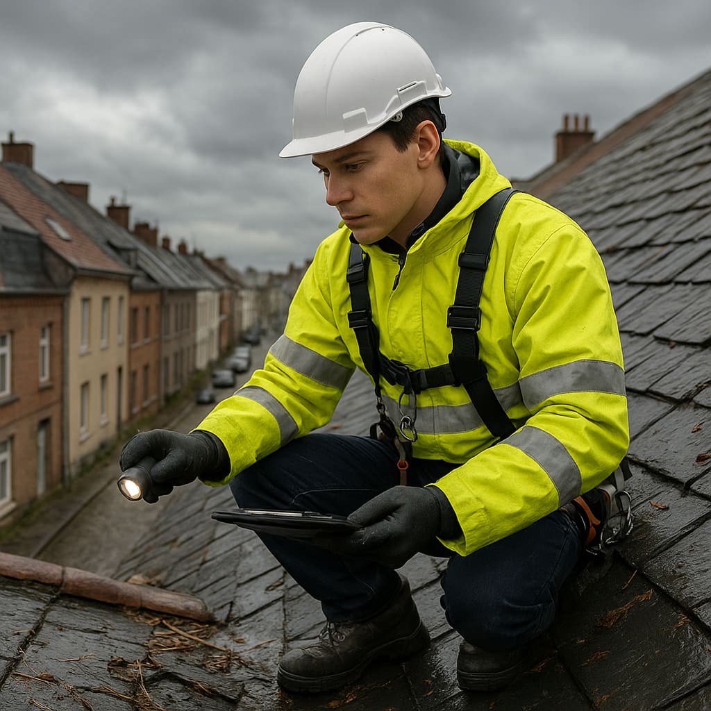 Dachinspektion nach stürmischem Wetter in Wien